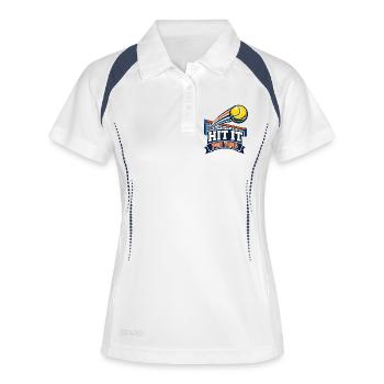 Hit It Por Tres Tennis Logo - Frauen Polo atmungsaktiv - Weiß/Navy - Vorne