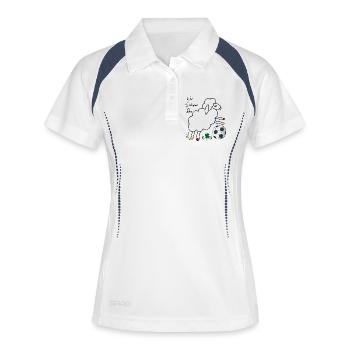 Wir Schafen das - Frauen Polo atmungsaktiv - Weiß/Navy - Vorne