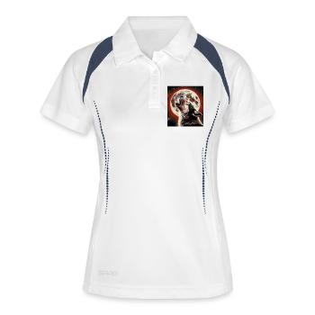 Wolf howls at the Full Moon - Women's Polo breathable - white/navy - Front