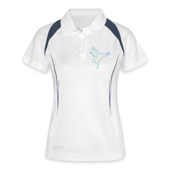 Geschenkidee für einen Breakdancer mit Streetdance - Frauen Polo atmungsaktiv - Weiß/Navy - Vorne