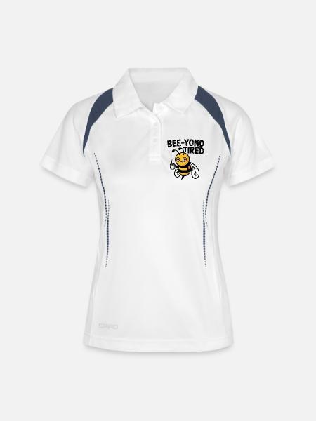 Bee-yond Tired Sleepy Bee with Coffee Cup - Women's Polo breathable - white/navy