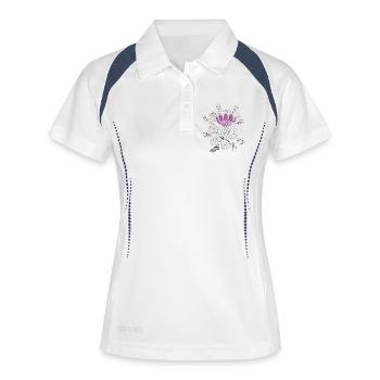Motif floral - Polo respirant Femme - blanc/marine - Devant