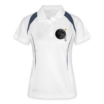 Astronaut and Moon Balloon - Frauen Polo atmungsaktiv - Weiß/Navy - Vorne