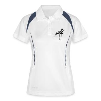 Flamingo Silhouette Schwarzer Spritzer - Frauen Polo atmungsaktiv - Weiß/Navy - Vorne