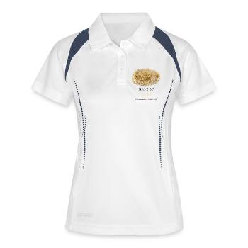 Aus Gold gefertigtes Fingerabdruck-Zitat-Design - Frauen Polo atmungsaktiv - Weiß/Navy - Vorne