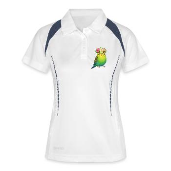Wellensittich - Frauen Polo atmungsaktiv - Weiß/Navy - Vorne