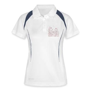 Bienen und  Blumen - Frauen Polo atmungsaktiv - Weiß/Navy - Vorne