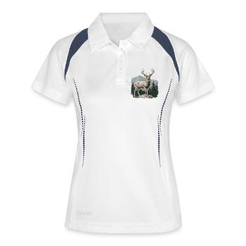 Cerf avec bois - Polo respirant Femme - blanc/marine - Devant
