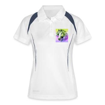 cheval - Polo respirant Femme - blanc/marine - Devant