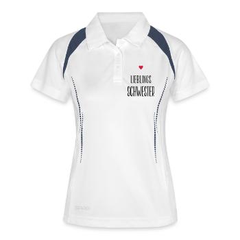 Schwester Lieblingsschwester Herz Geschenk - Frauen Polo atmungsaktiv - Weiß/Navy - Vorne