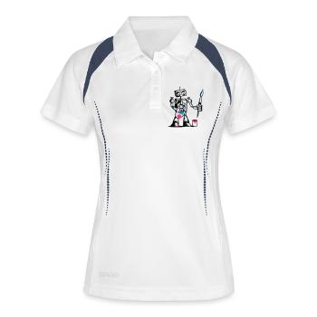 Un robot avec un pinceau - Polo respirant Femme - blanc/marine - Devant