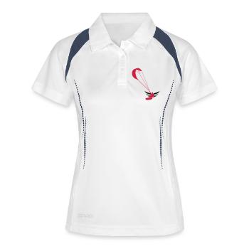 Kitesurfen / Kitesurfer / Kiteboarden / Kitesurf - Frauen Polo atmungsaktiv - Weiß/Navy - Vorne