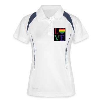 Autocollant Rainbow Love Heart Pride - Polo respirant Femme - blanc/marine - Devant
