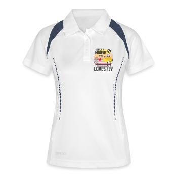Nur eine Maus die Käse liebt - Frauen Polo atmungsaktiv - Weiß/Navy - Vorne
