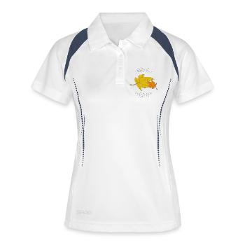 Herbstblatt mit Strahlen - Frauen Polo atmungsaktiv - Weiß/Navy - Vorne