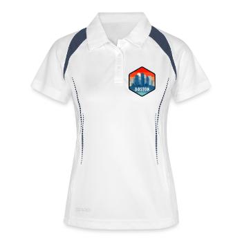 Boston Skyline Retro-Abzeichen - Frauen Polo atmungsaktiv - Weiß/Navy - Vorne