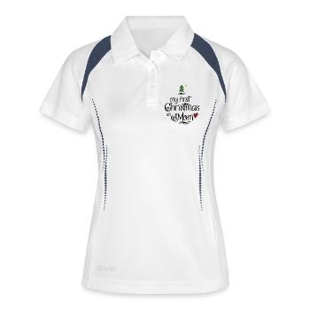 My first Christmas as Mom - Frauen Polo atmungsaktiv - Weiß/Navy - Vorne