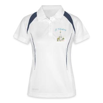 St. Petersburg, Kirche, Russland, Strichzeichnung - Frauen Polo atmungsaktiv - Weiß/Navy - Vorne
