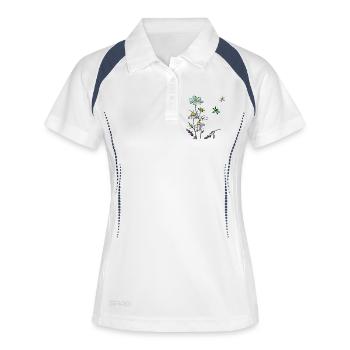 Herbes, camomille, abeilles - Polo respirant Femme - blanc/marine - Devant