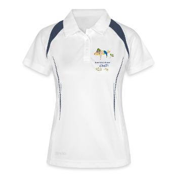 hier bin ich der Chef Faultier - Frauen Polo atmungsaktiv - Weiß/Navy - Vorne