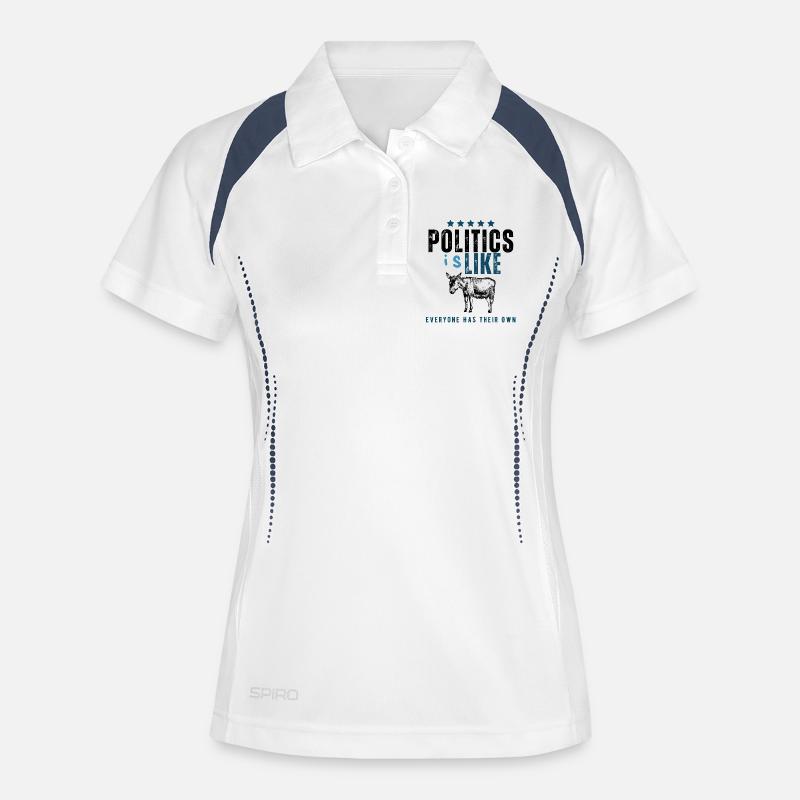 IsLike Distressed Logo Typography - Women's Polo breathable - white/navy