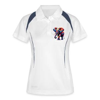 Éléphant - Polo respirant Femme - blanc/marine - Devant