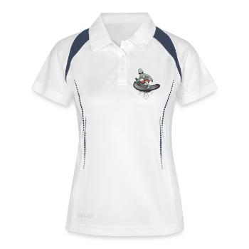 Alien Cool Surfing - Frauen Polo atmungsaktiv - Weiß/Navy - Vorne