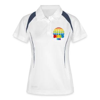 Disco Fox Boule Disco Groovy Discothèque Discofox - Polo respirant Femme - blanc/marine - Devant