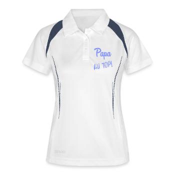 PAPA. FÊTE DES PÈRES. BONNE FÊTE PAPA. BONNE FÊTE. - Polo respirant Femme - blanc/marine - Devant