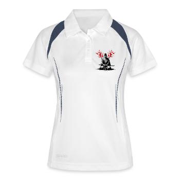 Samouraï méditant - Polo respirant Femme - blanc/marine - Devant