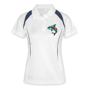 Harlekin-Hai - Frauen Polo atmungsaktiv - Weiß/Navy - Vorne