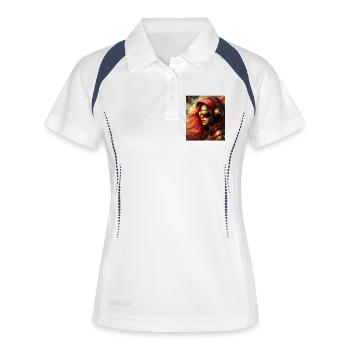 Steampunk Flieger - Frauen Polo atmungsaktiv - Weiß/Navy - Vorne