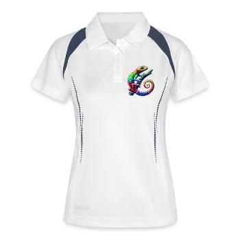 Gecko - Frauen Polo atmungsaktiv - Weiß/Navy - Vorne