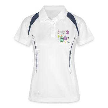 Fille d’anniversaire - Polo respirant Femme - blanc/marine - Devant