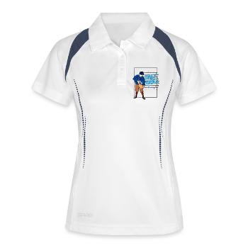 Daily Nudes Retro Post Design - Polo respirant Femme - blanc/marine - Devant