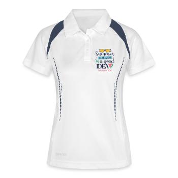 Sommer ist immer eine gute Idee - Frauen Polo atmungsaktiv - Weiß/Navy - Vorne