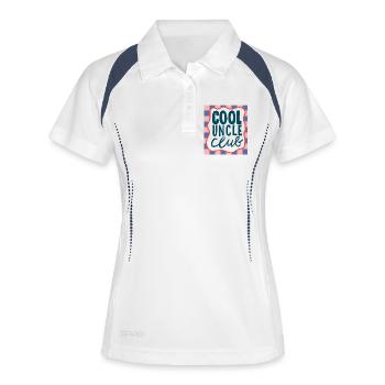 Cool Uncle Club Badge - Frauen Polo atmungsaktiv - Weiß/Navy - Vorne