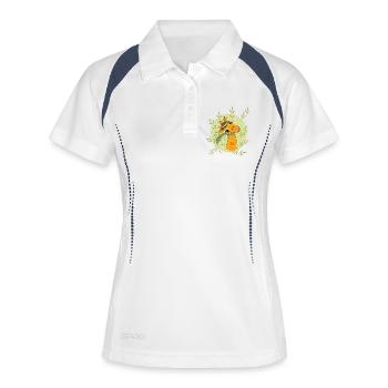 Giraffe im Frühling - Frauen Polo atmungsaktiv - Weiß/Navy - Vorne