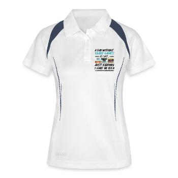 Ein Tag ohne Brettspiele - lustiger Spruch - Frauen Polo atmungsaktiv - Weiß/Navy - Vorne