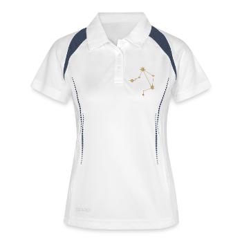 Sternbild Waage Sternzeichen Sternzeichen Golden - Frauen Polo atmungsaktiv - Weiß/Navy - Vorne