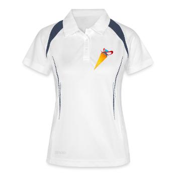 Bunte Schultüte mit roter Schleife - Frauen Polo atmungsaktiv - Weiß/Navy - Vorne