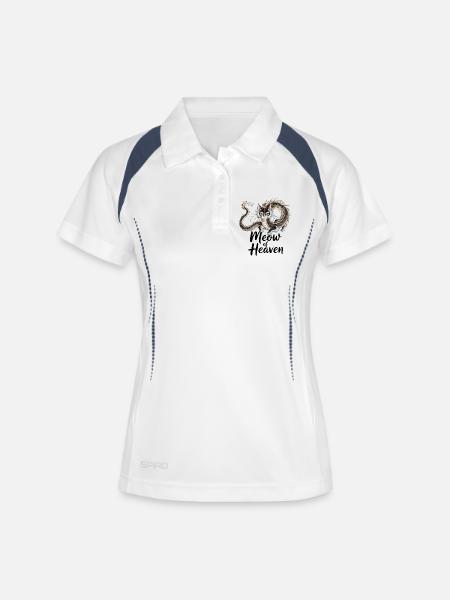 Dragon Cat - Women's Polo breathable - white/navy