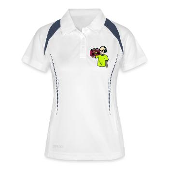 Neon Skeleton with Boombox – Retro Hip-Hop Vibes - Women's Polo breathable - white/navy - Front