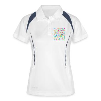 Fleckiges Regenbogen-Punkte-T-Shirt - Frauen Polo atmungsaktiv - Weiß/Navy - Vorne