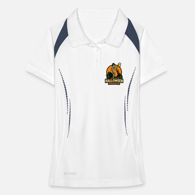 Skeleton Drinker Halloween Women's Polo breathable