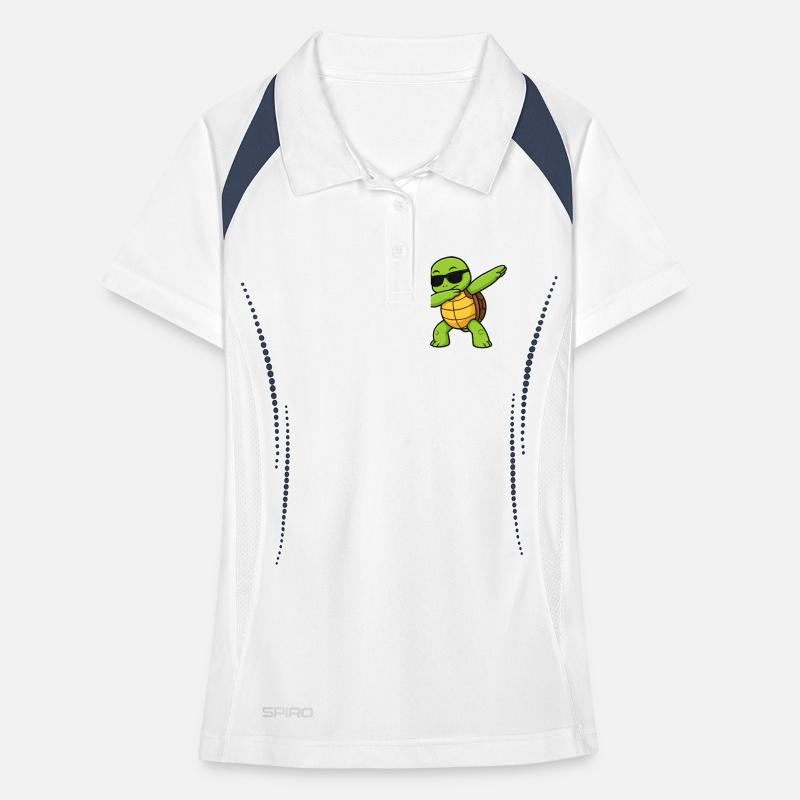 Dab Turtle with sunglasses Women's Polo breathable