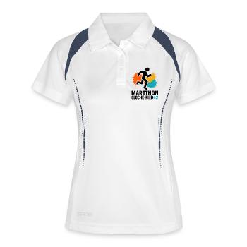 Marathon am Fuße des Rennens! 42 km Abenteuer! - Frauen Polo atmungsaktiv - Weiß/Navy - Vorne