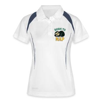 Born to Nap Faultier - Frauen Polo atmungsaktiv - Weiß/Navy - Vorne