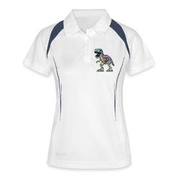 Dinosaurier T-Rex Halloween Lustig - Frauen Polo atmungsaktiv - Weiß/Navy - Vorne