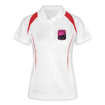 Crâne rose avec tresses et nœuds - Polo respirant Femme - blanc/marine - Devant